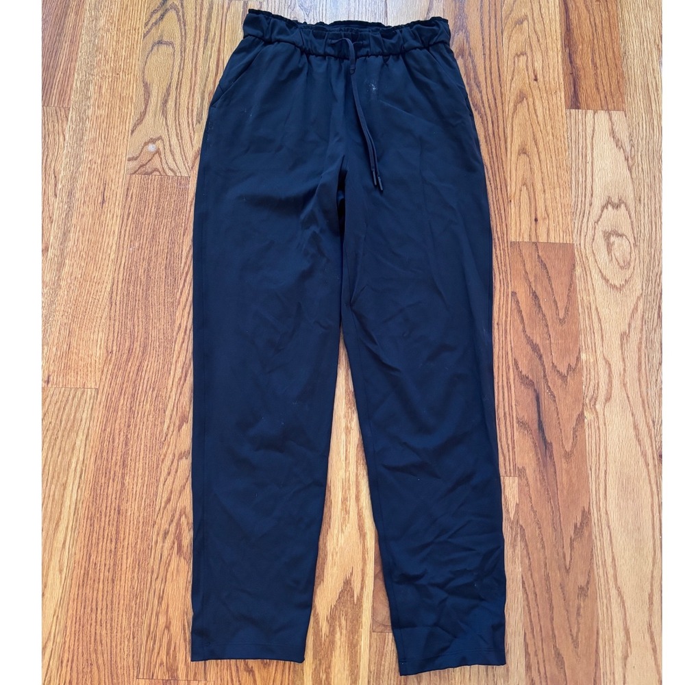 Lululemon On the Fly 7/8 Pant Luxtreme Black Drawstring Joggers Size‎ 6 LW5DCFS